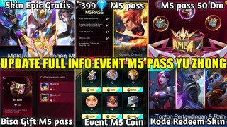 UPDATE FULL INFO EVENT M5 PASS YU ZHONG! SKIN EPIC LIMIT GRATIS, M5 PASS 50 DM, RESALE SKIN M1 M2 M3