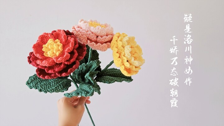 Crochet Peony: Graced with eight-tenths of the east wind’s hues, it pledges nine-tenths of spring’s 