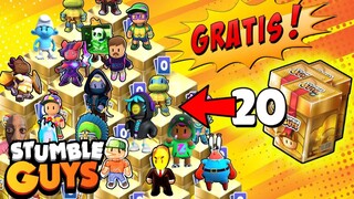 STUMBLE GUYS NOS REGALO 20 CAJAS GRATIS LLENAS DE SKINS