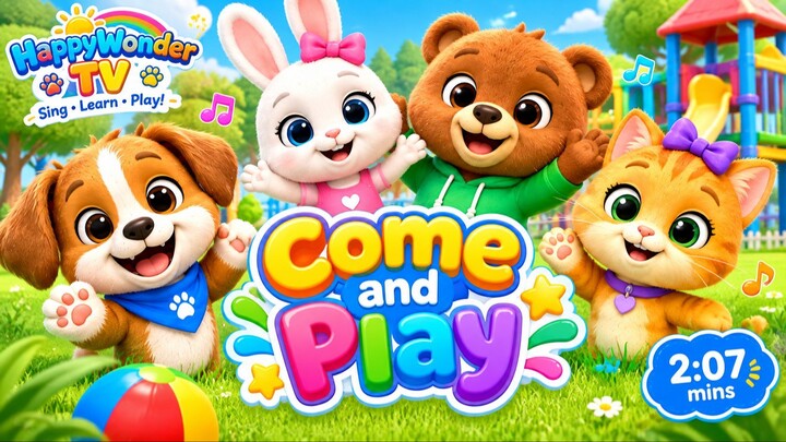Come and Play! | Fun Kids Song | HappyWonder TV 🐶🐰🐻🐱