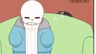 "Frisk lapar dan berubah menjadi sans..." subtitle komik undertale