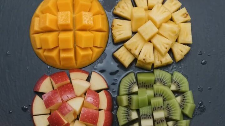 Perfect Fruit Cubes! Apple, Pineapple, Mango & Kiwi Cutting ASMR | Satisfying AI Video