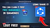 5K DIAMONDS EVERYDAY SUPER FAST AND LEGIT USING SHARE IT! FREE DIAMONDS! HOW?! | MOBILE LEGENDS 2023