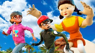 Giant Doll Squid Game (오징어 게임) vs Scary Teacher 3D MissT Nick and Tani