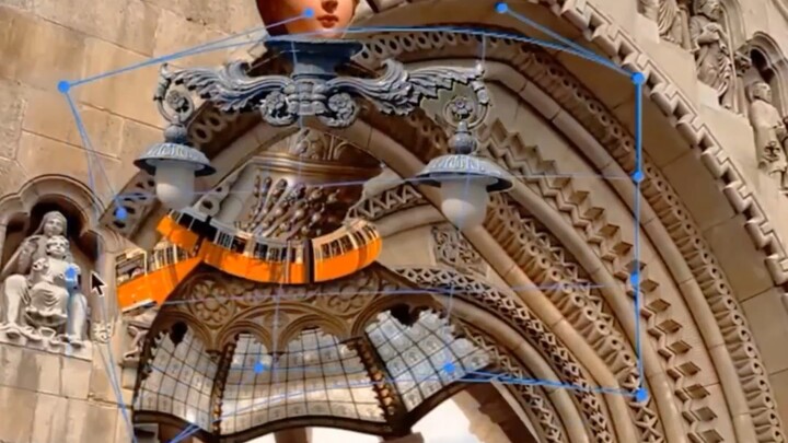 Piecing together a beauty portrait with different buildings: