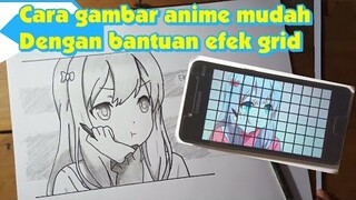 Cara menggambar anime untuk pemula mudah dengan bantuan efek grid