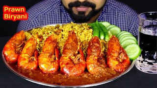 Eating Delicious PRAWN BIRYANI with BIG SHRIMP BHUNA, Green Chili and Salad MUKBANG| #LiveToEATT