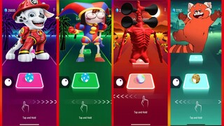 Paw Patrol vs Pomni Digital Circus vs Siren vs Turning Red Excellent Tiles Hop Rush Rush EDM  🎶