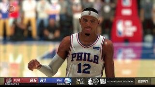 NBA2K21 MODDED FULL GAME HIGHLIGHTS BLAZERS VS SIXERS I  I November 21, 2021 I Regular Season