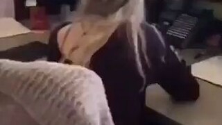 A man greets his female colleague every day