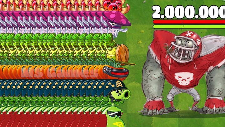 PvZ 2 Challenge – Super All-Star Zombie with 2 Million HP vs. Level-100 Super Plants