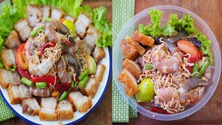 ตำมาม่าปลาร้ากุ้งสดหมูกรอบเต็มคำ