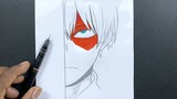 Anime sketch | how to draw todoroki shoto half face easy step-by-step
