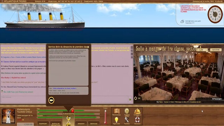 🔴 Titanic Voyage RPG 2026 ( Episode 13 ) - Des Zones De Glace Et Le Services Religieux De 1er Clas