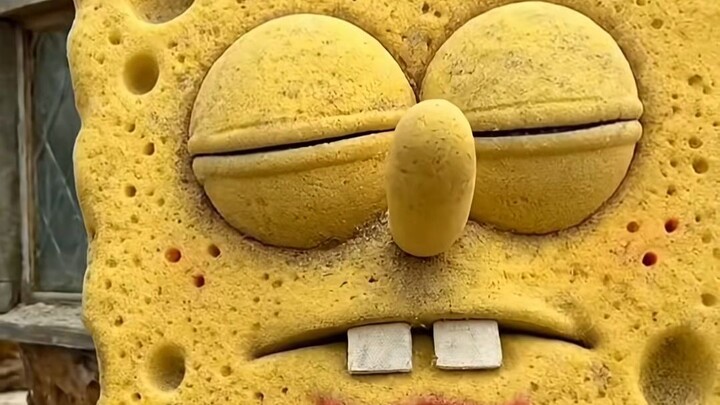 The water on Bikini Bottom Beach has dried up—super detailed, lifelike SpongeBob SquarePants