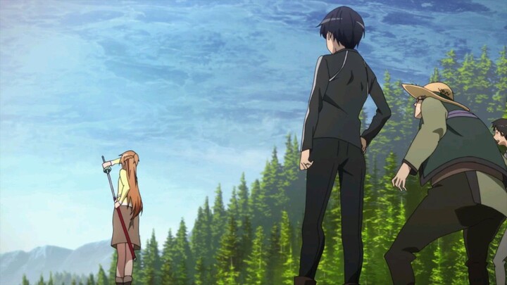 asuna fighting a BIG fish ( sword art online)