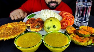 Eating FISH FRY, EGG OMELETTE, BRINJAL FRY, MASHED POTATO, DAL and RICE ASMR MUKBANG | #LiveToEATT