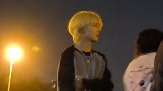 The blond handsome boy dancing with the school!