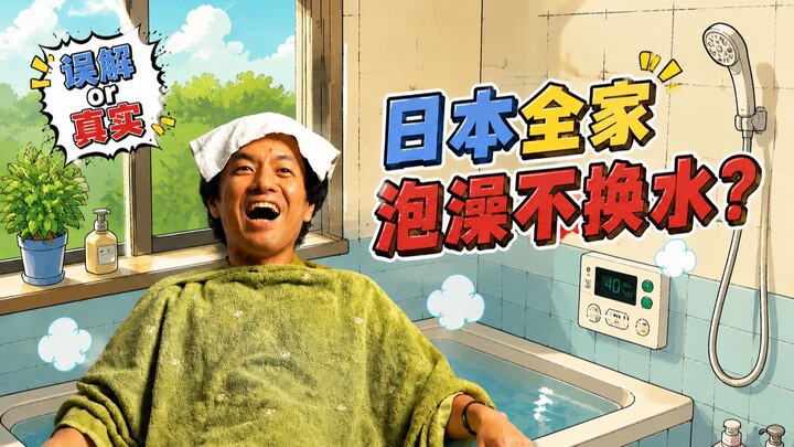 Why do Japanese families bathe in the same tub of water?