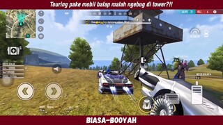 etika touring pake mobil balap tapi malah nyangkut ditower??!!!