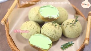 Bánh mì mochiii nhân ngập kem matcha 🤤