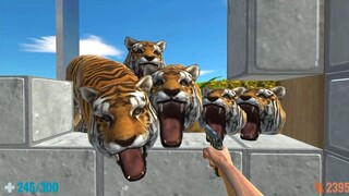 Survive with 120 Angry Tigers. FPS Perspective! Animal Revolt Battle Simulator