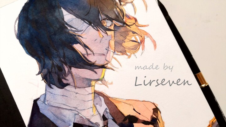 Dazai Osamu watercolor hand painting video