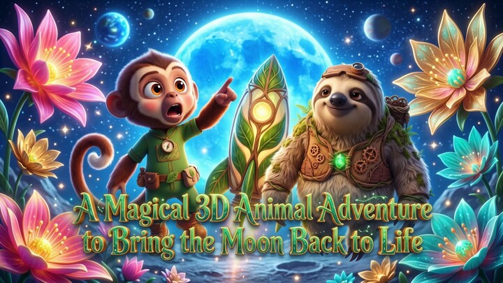 Zuzu the Space Monkey 🚀🌙 | A Magical 3D Animal Adventure to Bring the Moon Back to Life | Kids Sto