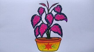 Menggambar bunga keladi ungu || Belajar menggambar dan mewarnai bunga