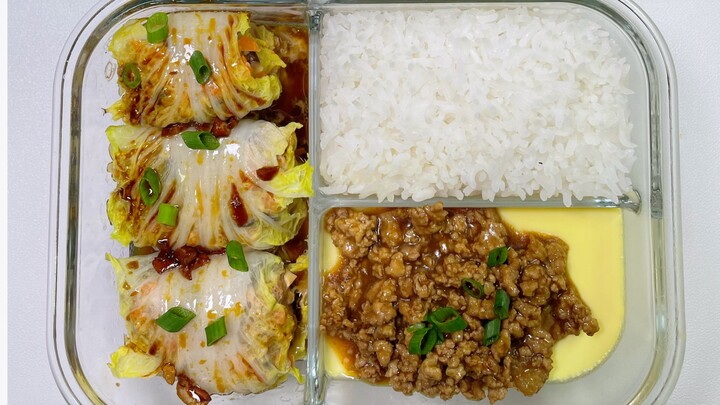 Work Lunch Under ¥10 to Save Money & Pay Off Debt | 99th Meal: Baby Bok Choy Meat Rolls + Steamed Eg