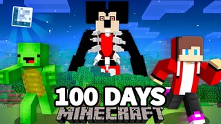 We Survived 100 Days From Giant Scary MICKEY MOUSE in Minecraft Challenge - Maizen JJ and Mikey