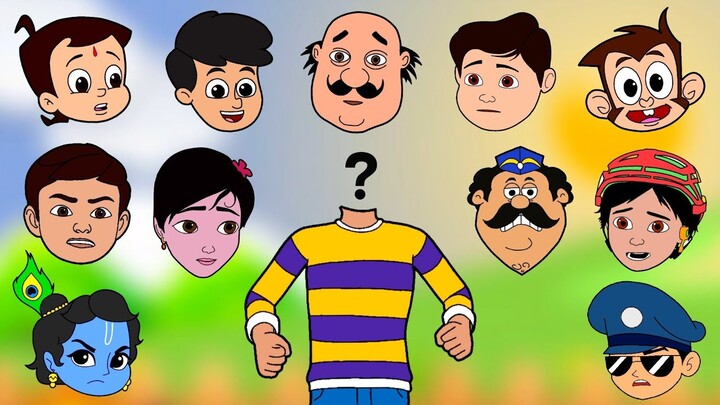 WRONG HEADS RUDRA, SHIVA, MOTU PATLU AND LITTLE SINGHAM | BEST CARTOON GAME VIDEO 2022