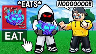 Eating KITSUNE FRUIT In Front Of DESPERATE SCAMMERS.. (Blox Fruits)