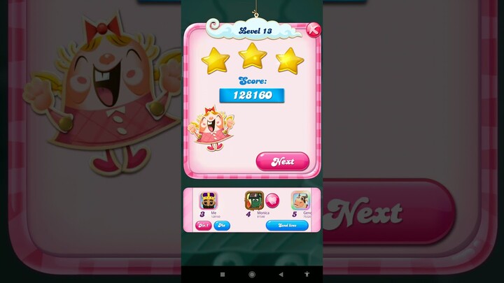 Candy Crush Saga: Level 13 || Score 128160 || First Try || Gold Medal