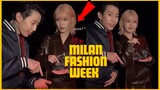 Jay Park and IU imitating each other's poses at Milan Fashion week