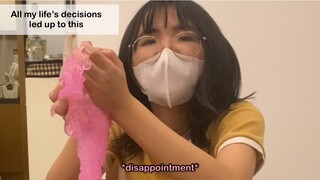 teenager slowly loses sanity while making slime