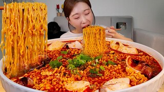 ASMR 오징어순두부진짬뽕 라면 역대급 맛있음 리얼먹방 :) Ramen with squid and soft tofu MUKBANG