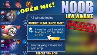 NANTRIP AKO NG MGA TOXIC PLAYER SA GLOBAL CHAT OPEN MIC PINAGMUMURA AKO🤣| NOOB LANCELOT PRANK!