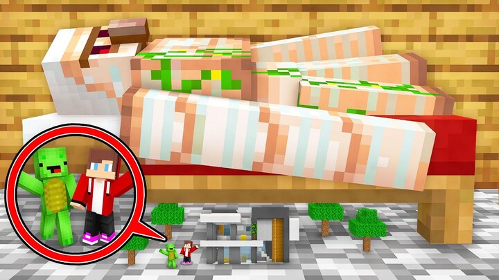 Mikey and JJ Survive Under Golem Bed in Minecraft (Maizen)