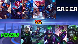 S.A.B.E.R SQUAD VS V.E.N.O.M SQUAD | MOBILE LEGENDS SABER VS VENOM 1VS1 FIGHT