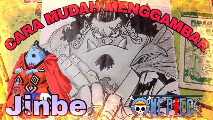 cara mudah menggambar jinbe anime one piece