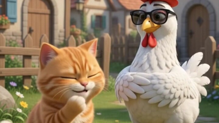 🐱🐔 Cat and Chicken Funny Fight 😂 | Cute Animal Comedy