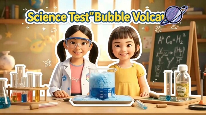 การ์ตูนวิทยาศาสตร์ “ภูเขาไฟฟองฟู่มหัศจรรย์” / Science Test "Bubble Volcano" By [Freya & Candy]