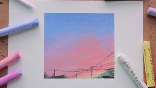 Sky Drawing with Oil Pastel