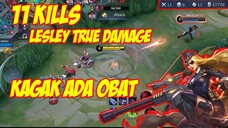 11 KILLS SHOOT LESLEY TRUE DAMAGE BESAR SAMPAI EPIC COMEBACK MOBILE LEGENDS