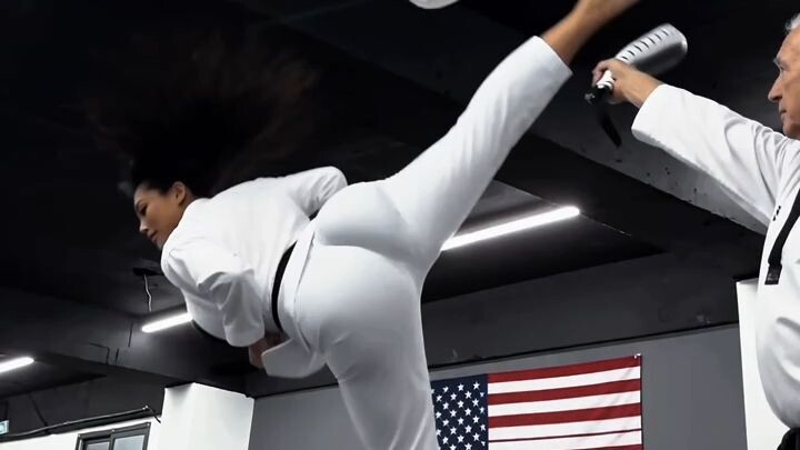 Karate Girl Lands a Perfect Kick | Martial Arts Training