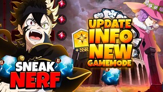 BDA NERF? NEW GAMEMODE - GOOD REWARDS!!! (S12 Dorothy Patchnotes) | Black Clover Mobile