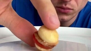 The tiniest burger I've ever seen... Should this be called a "sandwich bun"?