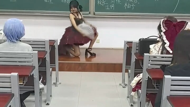 College Student Performs a Moonlit Fan Dance