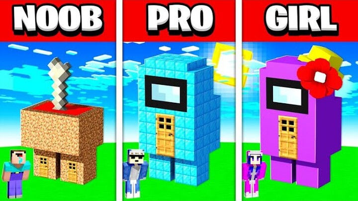 NOOB vs PRO vs GIRL AMONG US MINECRAFT CHALLENGE!